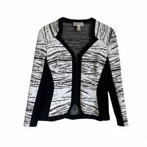 Joseph Ribkoff Black & White Abstract Print Zip Jacket Size US 10